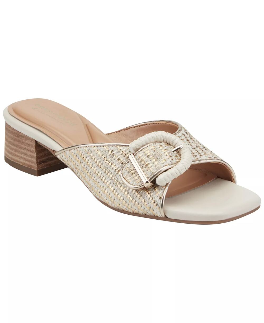 NWT Easy Spirit Rosalind eFlex Woven Slip-On Sandals Cream Gold Women's Size 10M
